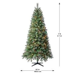 Coupon 👏 7ft. Pre-Lit Willow Pine Artificial 🎄 Christmas Tree, Multicolor Lights by Ashland® 😉 -Ashland Sales 10151890 13