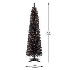 Cheap ✔️ 6ft. Pre-Lit Artificial Black Pencil 🎄 Christmas Tree, Clear Lights by Ashland® ❤️ -Ashland Sales 10444272 13