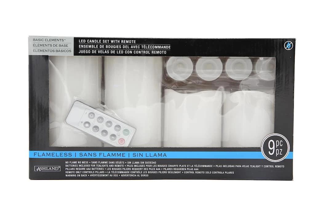 Brand new 😀 Basic Elements™ White LED Candle Set with Remote By Ashland® ❤️ 3 Brand new 😀 Basic Elements™ White LED Candle Set with Remote By Ashland® ❤️