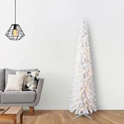 Outlet 🎉 7ft. Pre-Lit White Norway Artificial Pencil 🎄 Christmas Tree, Clear Lights by Ashland® 👏 -Ashland Sales 10487971 15