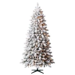 Best Pirce 😍 7.5ft. Pre-Lit Vermont Pine Flocked Artificial 🎁 Christmas Tree, Clear Lights by Ashland® 🎉