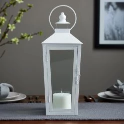 Wholesale 😀 15.7" White Metal Lantern by Ashland® 🛒 -Ashland Sales 10638435 20