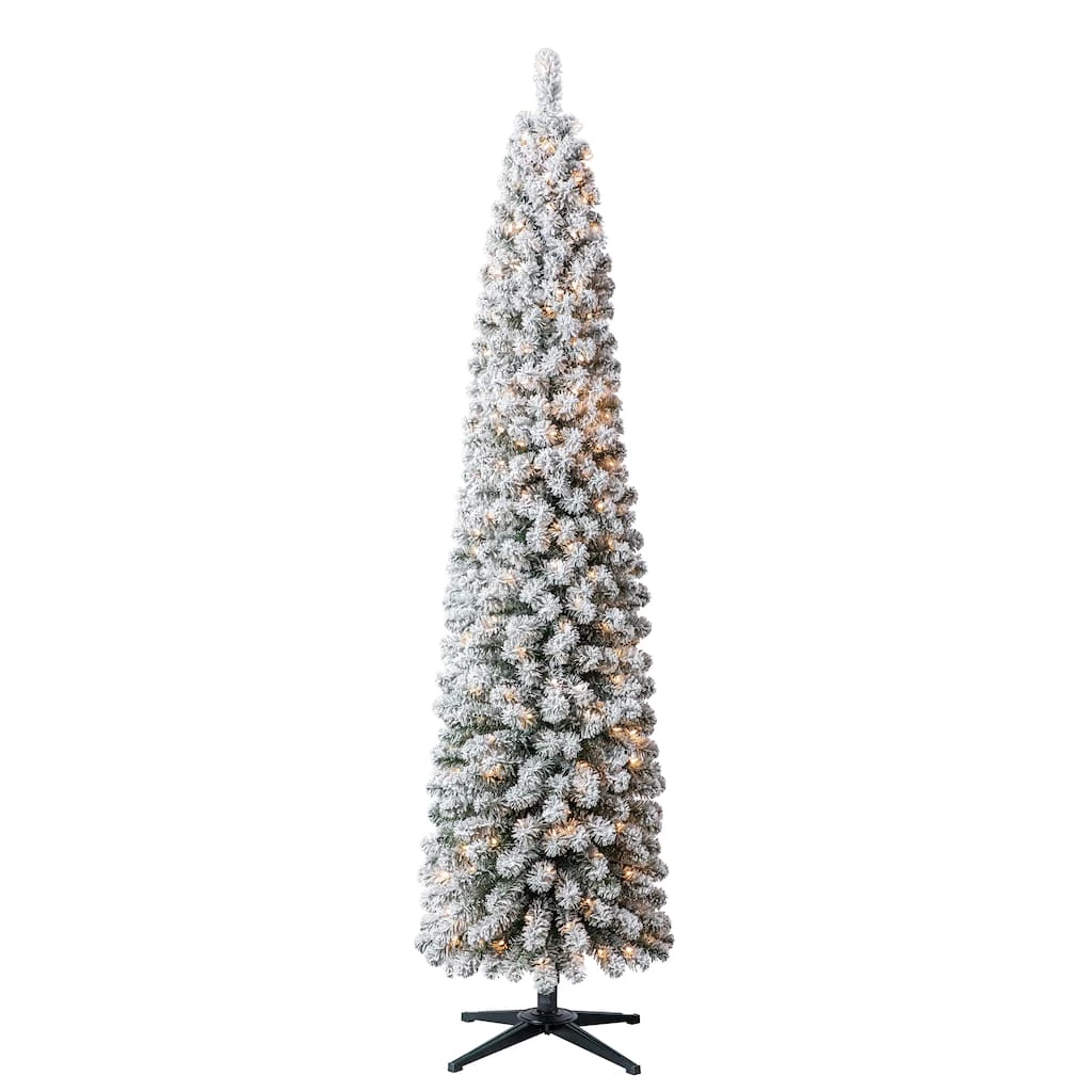 Cheapest ⭐ 7ft. Pre-Lit Flocked Artificial Pencil 🎄 Christmas Tree, Clear Lights by Ashland® 👍 3 Cheapest ⭐ 7ft. Pre-Lit Flocked Artificial Pencil 🎄 Christmas Tree, Clear Lights by Ashland® 👍
