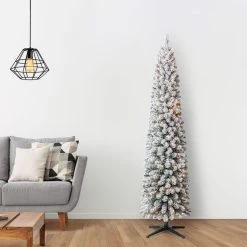 Cheapest ⭐ 7ft. Pre-Lit Flocked Artificial Pencil 🎄 Christmas Tree, Clear Lights by Ashland® 👍 17 Cheapest ⭐ 7ft. Pre-Lit Flocked Artificial Pencil 🎄 Christmas Tree, Clear Lights by Ashland® 👍 -Ashland Sales 10643349 15