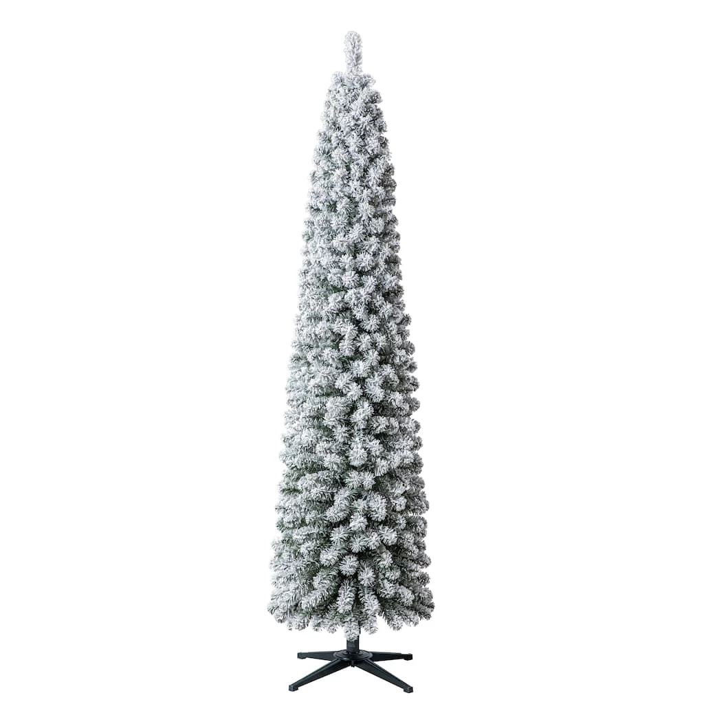 Cheapest ⭐ 7ft. Pre-Lit Flocked Artificial Pencil 🎄 Christmas Tree, Clear Lights by Ashland® 👍 4 Cheapest ⭐ 7ft. Pre-Lit Flocked Artificial Pencil 🎄 Christmas Tree, Clear Lights by Ashland® 👍 - Image 2