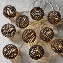 Wholesale ⭐ 10ct. Warm White LED Faux Rattan Ball String Lights by Ashland® 😉 -Ashland Sales 10671559