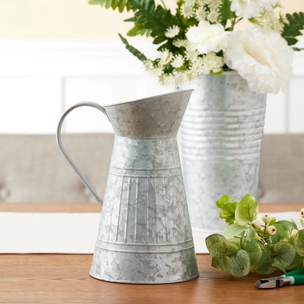 Hot Sale 😀 10" Whitewashed Galvanized Metal Pitcher by Ashland® ⭐ 4 Hot Sale 😀 10" Whitewashed Galvanized Metal Pitcher by Ashland® ⭐ - Image 2