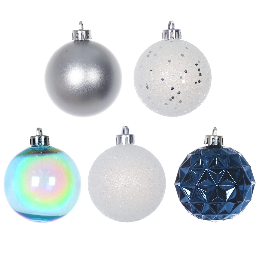 Wholesale π Assorted 50ct. 2" Silver, Blue & White Ball Ornament Set by Ashland® π 4 Wholesale π Assorted 50ct. 2" Silver, Blue & White Ball Ornament Set by Ashland® π - Image 2