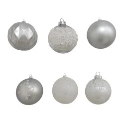Deals ⌛ Assorted 6ct. 4.5" Silver & White Shatterproof Ball Ornaments by Ashland® 🤩 -Ashland Sales 10672863 3