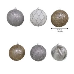 Deals ⌛ Assorted 6ct. 4.5" Silver & White Shatterproof Ball Ornaments by Ashland® 🤩 -Ashland Sales 10672863 4
