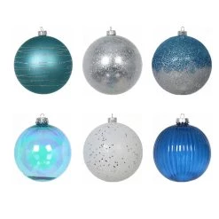Deals ⭐ Assorted 6ct. 5" Silver, Blue & White Shatterproof Ball Ornaments by Ashland® 👍 -Ashland Sales 10672869 2