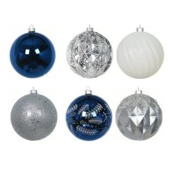 Deals ⭐ Assorted 6ct. 5" Silver, Blue & White Shatterproof Ball Ornaments by Ashland® 👍 -Ashland Sales 10672869 3