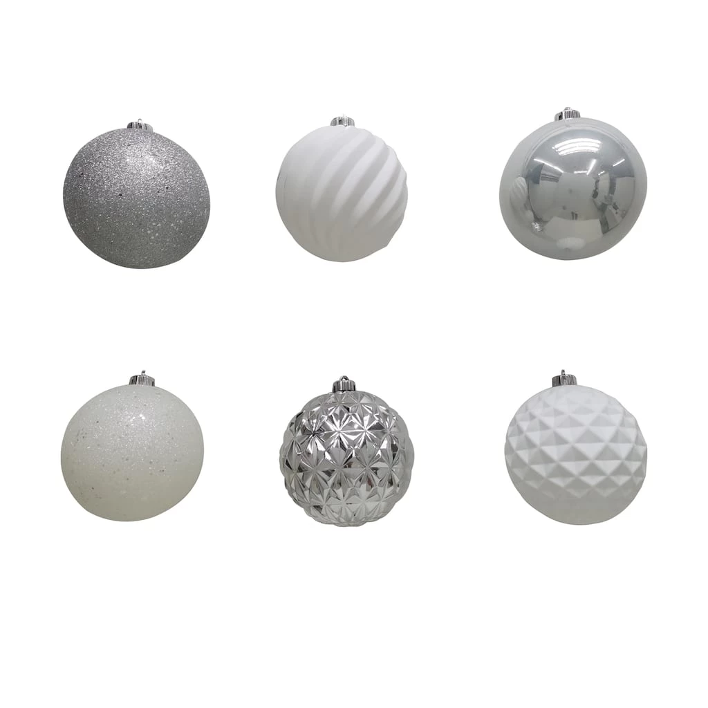 Brand new 👏 6ct. 6" Silver & White Shatterproof Ball Ornaments by Ashland® 👍 4 Brand new 👏 6ct. 6" Silver & White Shatterproof Ball Ornaments by Ashland® 👍 - Image 2