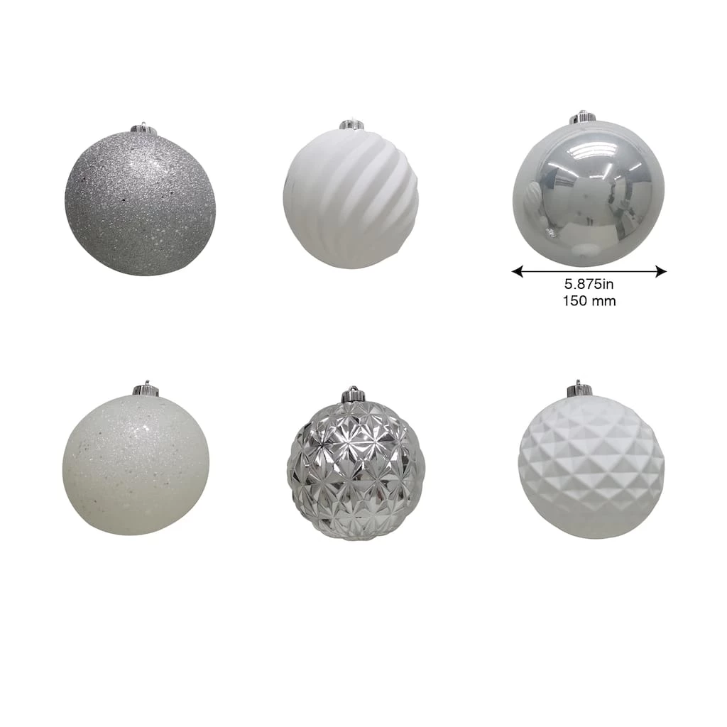 Brand new 👏 6ct. 6" Silver & White Shatterproof Ball Ornaments by Ashland® 👍 5 Brand new 👏 6ct. 6" Silver & White Shatterproof Ball Ornaments by Ashland® 👍 - Image 3