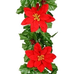 Brand new 🔥 6ft. Red Velvet Poinsettia & Berry Chain Garland by Ashland® ⌛ 5 Brand new 🔥 6ft. Red Velvet Poinsettia & Berry Chain Garland by Ashland® ⌛ -Ashland Sales 10674682 2