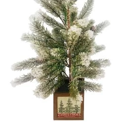 Brand new 👍 24" Flocked Artificial 🎄 Christmas Tree in Wooden Box by Ashland® 😍 -Ashland Sales 10675199 2