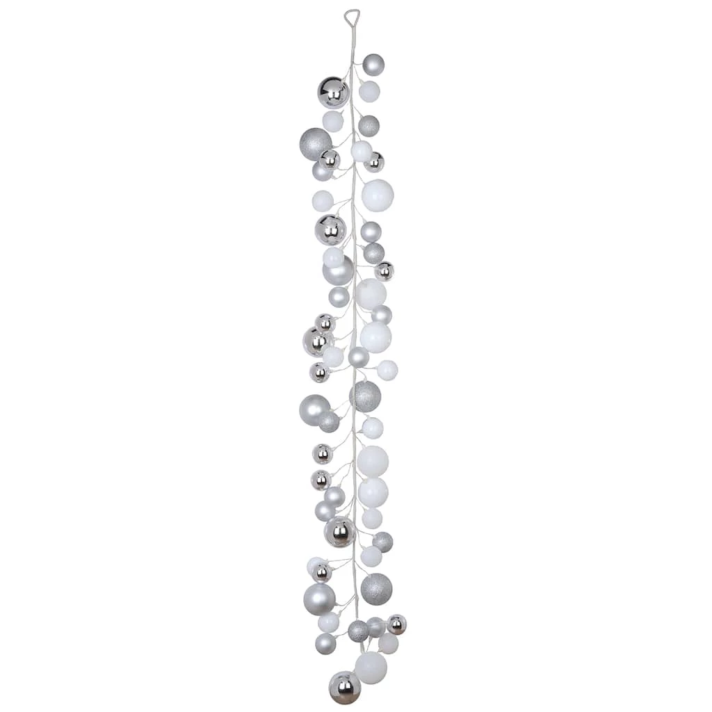 Budget π€© 6ft. Silver & White Ball Ornament Garland by Ashland® π 4 Budget π€© 6ft. Silver & White Ball Ornament Garland by Ashland® π - Image 2