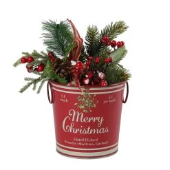 Cheapest 🤩 6.6" Red Merry 🎄 Christmas Metal Bucket with Handles by Ashland® 🎁 -Ashland Sales 10676690 2