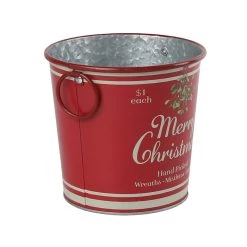 Cheapest 🤩 6.6" Red Merry 🎄 Christmas Metal Bucket with Handles by Ashland® 🎁 -Ashland Sales 10676690 3