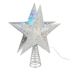 Cheap ⭐ 12.5" Silver Glitter Star Lighted Kaleidoscope Tree Topper by Ashland® 👏 -Ashland Sales 10677702 2