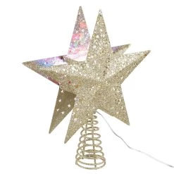 Promo 🎁 12.5" Gold Glitter Star Lighted Kaleidoscope Tree Topper by Ashland® 😍 -Ashland Sales 10677703 2