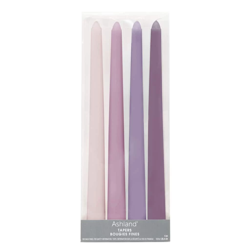 Hot Sale β 10" Mixed Purple Taper Candles by Ashland®, 4ct. π 3 Hot Sale β 10" Mixed Purple Taper Candles by Ashland®, 4ct. π
