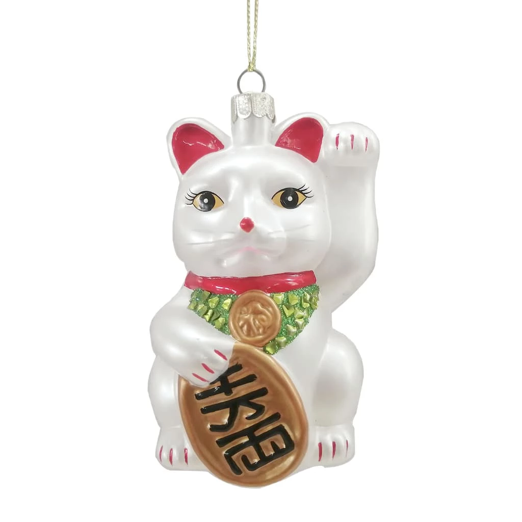 New 🎉 4" Glass Money Cat Ornament by Ashland® 🎁 Christmas 🤩 3 New 🎉 4" Glass Money Cat Ornament by Ashland® 🎁 Christmas 🤩