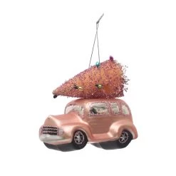 Best Pirce ⭐ 4.8'' Pink Car with Tree Glass ❄ Christmas Ornament by Ashland® 🛒 -Ashland Sales 10698531 3