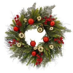 Outlet 👏 22" Pine, Ornaments & Berries Outdoor Wreath by Ashland® 🎉