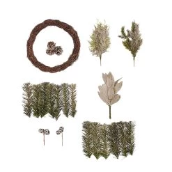 Outlet ❤️ DIY Flocked Pinecone & Leaf Wreath with Silver Ornaments Kit by Ashland® 🤩 -Ashland Sales 10698662 2