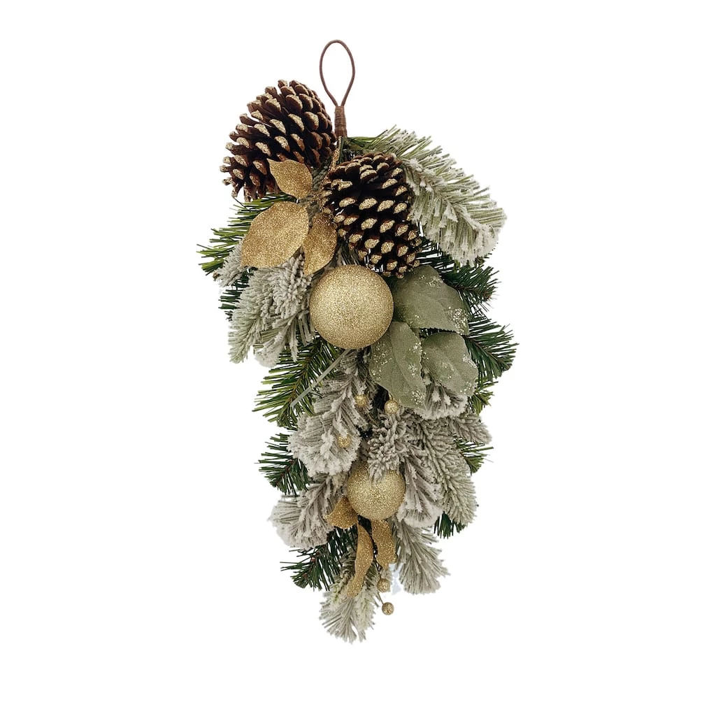 Flash Sale 💯 24" Pine & Gold Ornament Teardrop Swag by Ashland® 😍 3 Flash Sale 💯 24" Pine & Gold Ornament Teardrop Swag by Ashland® 😍