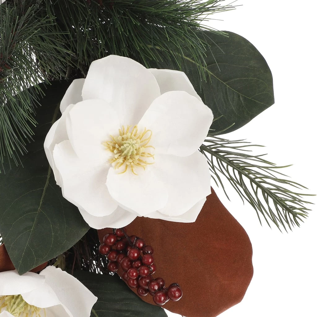 Top 10 ❤️ 24" White Magnolia, Red Berry & Pine Wreath by Ashland® 🔥 4 Top 10 ❤️ 24" White Magnolia, Red Berry & Pine Wreath by Ashland® 🔥 - Image 2