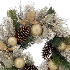 Budget ❤️ 24" Gold Ornament, Pinecone & Berry Wreath by Ashland® ⭐ -Ashland Sales 10698939 2