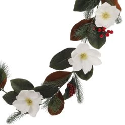 New 🥰 6ft. White Magnolia & Red Berry Garland by Ashland® 🎁