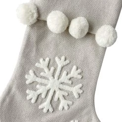 Promo 🎁 18" Snowflake Stocking With Pom Poms by Ashland® 🔥 -Ashland Sales 10699855 2