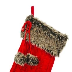 Best deal 👍 Red Cable Knit Stocking with Faux Fur Trim by Ashland® 🤩 -Ashland Sales 10699878 2