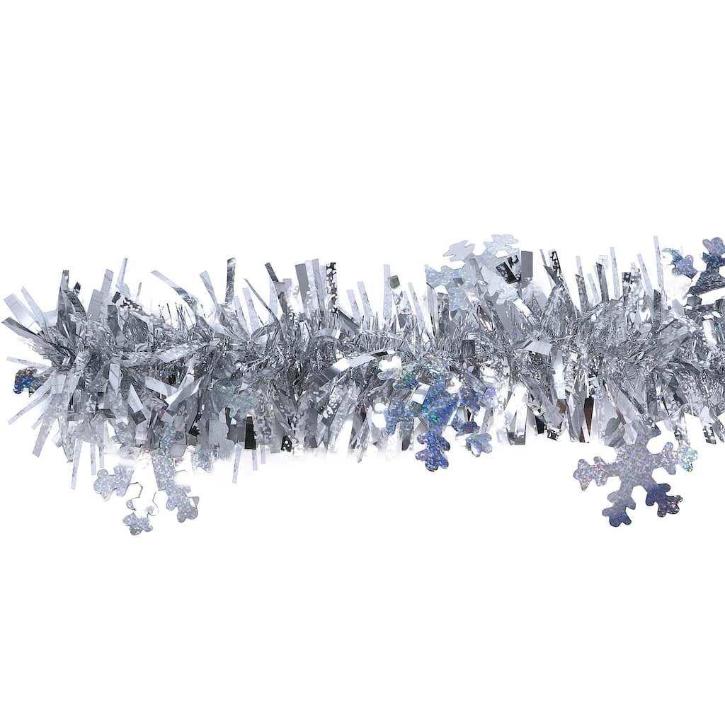 Promo 👍 12ft. Silver Snowflake Tinsel Garland by Ashland® 🔔 3 Promo 👍 12ft. Silver Snowflake Tinsel Garland by Ashland® 🔔