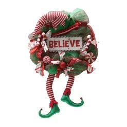 Brand new 👏 22" Red & Green Hat With Elf Legs Wreath by Ashland® 😉