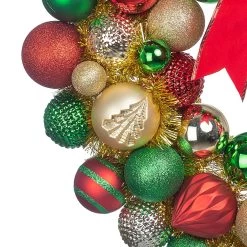 Budget 💯 23" Red, Green & Gold Ball Ornament Wall Wreath by Ashland® 👏 -Ashland Sales 10699989 2