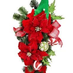 Best Pirce 👏 28" Poinsettia & Elf Leg Teardrop by Ashland® 🧨 -Ashland Sales 10699993 2