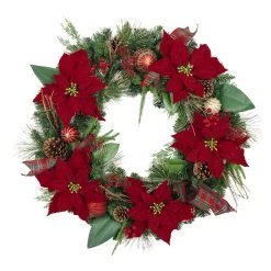 Brand new π 30" Poinsettias, Pinecones, Berries & Ornaments Wreath by Ashland® β