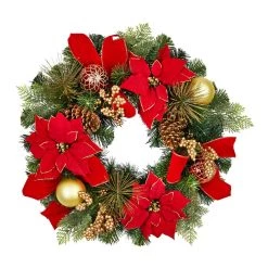 Buy β 24" Red & Gold Poinsettia & Pinecone Wreath by Ashland® π