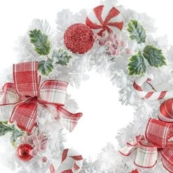 Best reviews of 😀 22" 🍬 Candy Cane & Holly Berry White Wreath by Ashland® 🎁 -Ashland Sales 10700009 2