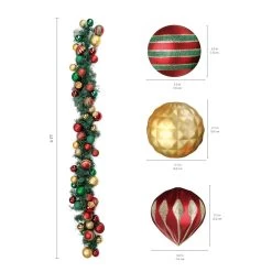 Hot Sale 👏 72" Red & Green Ornament Garland by Ashland® 🥰 -Ashland Sales 10700053 3