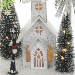 Cheapest 👍 20" White Lantern With Pine, House & LED Lights by Ashland® 🛒 -Ashland Sales 10700064 3