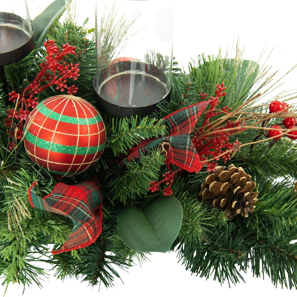 Cheapest 🔔 32" Red & Green Pine Candle Holder Arrangement with Ornaments by Ashland® 🔔 4 Cheapest 🔔 32" Red & Green Pine Candle Holder Arrangement with Ornaments by Ashland® 🔔 - Image 2