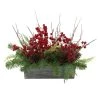 Deals 💯 Pine & Berry Arrangement In Wooden Box by Ashland® ✔️ -Ashland Sales 10700074 1