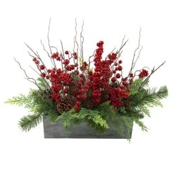 Deals 💯 Pine & Berry Arrangement In Wooden Box by Ashland® ✔️ -Ashland Sales 10700074 2