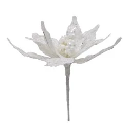 New 🧨 White Glitter Poinsettia Pick by Ashland® 😉 -Ashland Sales 10700099 2