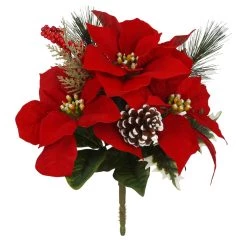 Flash Sale 😀 Mixed Red Poinsettia & Pinecone Bush by Ashland® 🌟